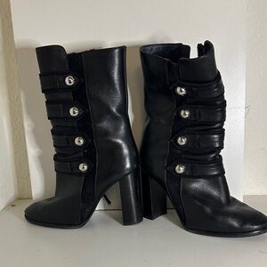 Isabel Marant Black Leather Military Inspired Women's Boots
